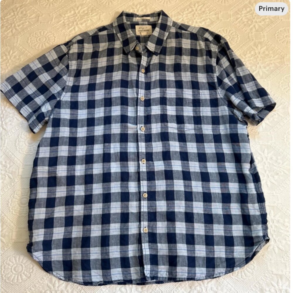 vintage lucky Brand linen button down shirt XL . classic fit